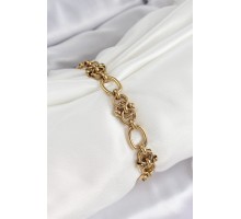 316L Çelik Gold Renk Zincirli Kadın Bileklik - TJ-BB7075