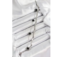 316L Çelik Gümüş Renk Siyah Yoncalı İtalyan Zincirli 2'li Kadın Bileklik - TJ-BB7081