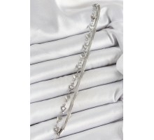 316L Çelik Gümüş Renk Kalpli Zincir ve İtalyan Zincirli 2'li Kadın Bileklik - TJ-BB7083