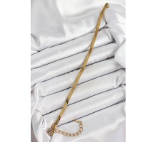 316L Çelik Gold Renk Yassı Zincir Model Kadın Bileklik - TJ-BB7086