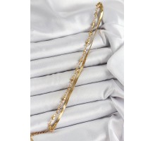 316L Çelik Gold Renk Yıldız Zincir ve İtalyan Zincirli 2'li Kadın Bileklik - TJ-BB7088