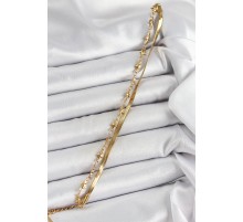 316L Çelik Gold Renk Yıldız Zincir ve İtalyan Zincirli 2'li Kadın Bileklik - TJ-BB7088