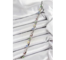 316L Çelik Gümüş Renk Karışık Renkli Kristal Taşlı Kadın Bileklik - TJ-BB7089