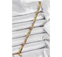 316L Çelik Gold Renk Karışık Renkli Kristal Taşlı Kadın Bileklik - TJ-BB7090