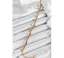 316L Çelik Gold Renk Kristal Karışık Renkli Taşlı Kadın Bileklik - TJ-BB7091