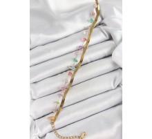 316L Çelik Gold Renk Kristal Karışık Renkli Taşlı Kadın Bileklik - TJ-BB7091