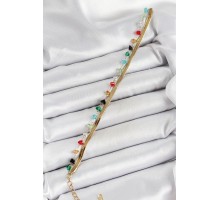 316L Çelik Gold Renk Kristal Karışık Renkli Taşlı 2'li Kadın Bileklik - TJ-BB7092