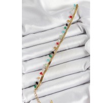 316L Çelik Gold Renk Kristal Karışık Renkli Taşlı 2'li Kadın Bileklik - TJ-BB7092