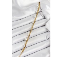 316L Çelik Gold Renk İncili ve İtalyan Zincirli Kadın Bileklik - TJ-BB7094