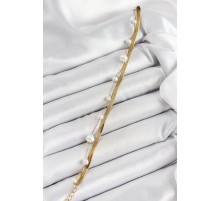 316L Çelik Gold Renk İncili ve İtalyan Zincirli Kadın Bileklik - TJ-BB7094