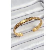 Pirinç Gold Renk İşlemeli Altı Açık Bileklik - TJ-BB7187