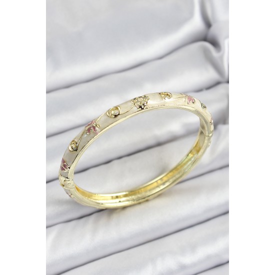 Mineli Pirinç Krem Renk Motifli Kadın Kelepçe - TJ-BB7183