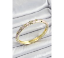 Mineli Pirinç Gold Renk Pembe Renk Motifli Kadın Kelepçe - TJ-BB7178