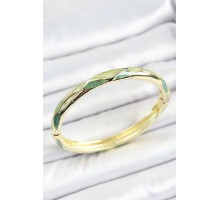 Mineli Pirinç Yeşil Baklava Desenli Gold Renk Kadın Kelepçe - TJ-BB7109