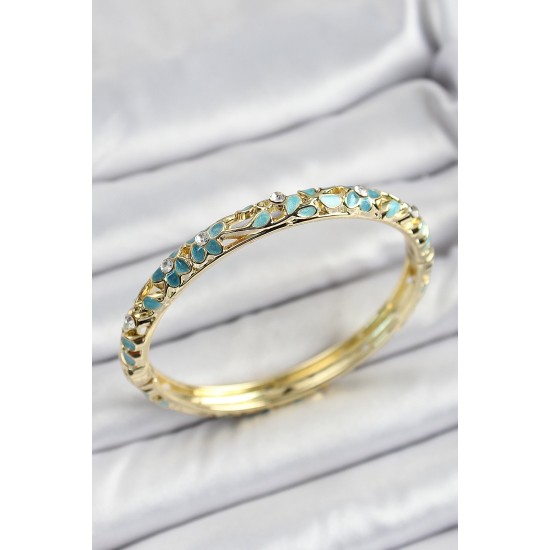 Mineli Pirinç Yeşil Motifli Kadın Kelepçe - TJ-BB7176