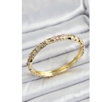 Mineli Pirinç Pembe Krem Çiçek Motifli Kadın Kelepçe - TJ-BB7174