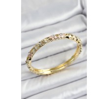 Mineli Pirinç Pembe Krem Çiçek Motifli Kadın Kelepçe - TJ-BB7174