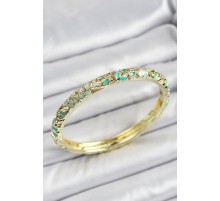 Mineli Pirinç Yeşil Çiçek Motifli Kadın Kelepçe - TJ-BB7171