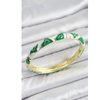 Mineli Pirinç Yeşil Beyaz Motifli Kadın Kelepçe - TJ-BB7169