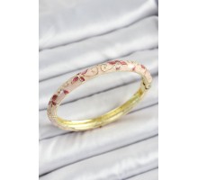 Mineli Pirinç Pembe Çiçek Desenli Kadın Kelepçe - TJ-BB7168