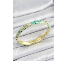 Mineli Pirinç Yeşil Çiçek Motifli Kadın Kelepçe - TJ-BB7167