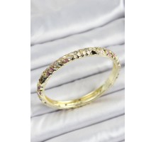 Mineli Pirinç Gold Renk Pembe Çiçek Desen Motifli Kadın Kelepçe - TJ-BB7165