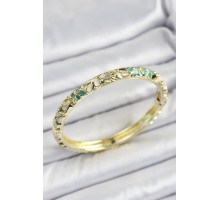 Mineli Pirinç Yeşil Çiçek Desen Motifli Kadın Kelepçe - TJ-BB7164