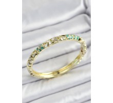 Mineli Pirinç Yeşil Çiçek Desen Motifli Kadın Kelepçe - TJ-BB7164