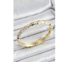 Mineli Pirinç Krem Çiçek Motifli Kadın Kelepçe - TJ-BB7163