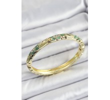 Mineli Pirinç Yeşil Çiçek Motifli Kadın Kelepçe - TJ-BB7158