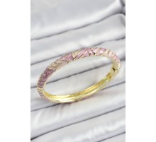 Mineli Pirinç Pembe Renk Desenli Kadın Kelepçe - TJ-BB7153