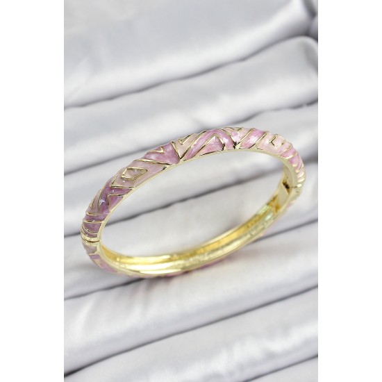 Mineli Pirinç Pembe Renk Desenli Kadın Kelepçe - TJ-BB7153