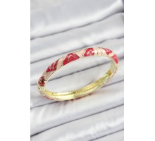 Mineli Pirinç Pembe Geometrik Desenli Kadın Kelepçe - TJ-BB7152