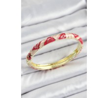 Mineli Pirinç Pembe Geometrik Desenli Kadın Kelepçe - TJ-BB7152