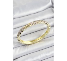 Mineli Pirinç Krem Renk Çiçek Desenli Kadın Kelepçe - TJ-BB7151