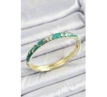 Mineli Pirinç Yeşil Çiçek Motifli Kadın Kelepçe - TJ-BB7150