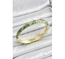 Mineli Pirinç Yeşil Geometrik Desenli Kadın Kelepçe - TJ-BB7148