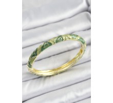 Mineli Pirinç Yeşil Geometrik Desenli Kadın Kelepçe - TJ-BB7148