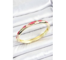 Mineli Pirinç Pembe Baklava Desenli Gold Renk Kadın Kelepçe - TJ-BB7133