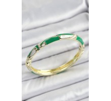 Mineli Pirinç Çiçek Motifli Yeşil Renk Kadın Kelepçe - TJ-BB7145