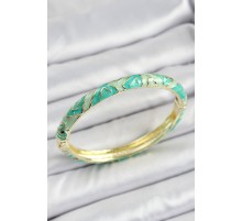 Mineli Pirinç Su Yeşili Geometrik Desenli Kadın Kelepçe - TJ-BB7143