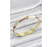 Mineli Pirinç Pembe Krem Motifli Kadın Kelepçe - TJ-BB7142