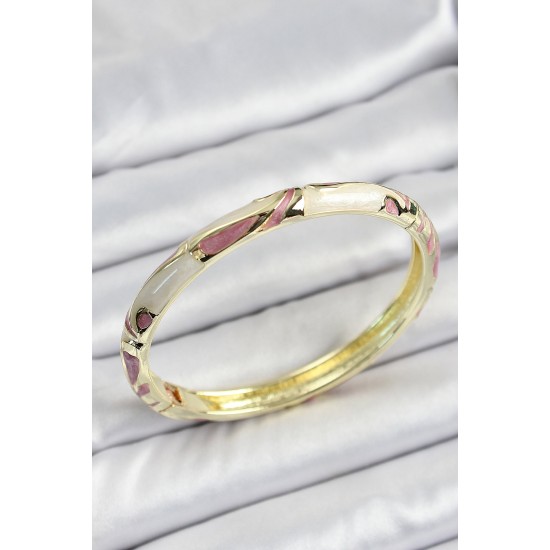 Mineli Pirinç Pembe Krem Motifli Kadın Kelepçe - TJ-BB7142