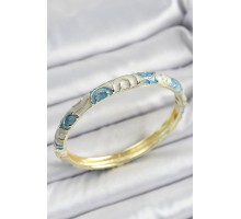 Mineli Pirinç Mavi Geometrik Desenli Kadın Kelepçe - TJ-BB7139