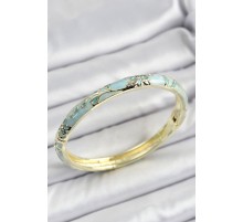 Mineli Pirinç Buz Mavisi Çiçek Desenli Kadın Kelepçe - TJ-BB7137