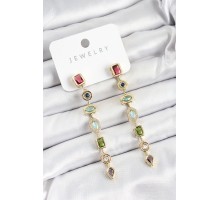 Pirinç Renkli Zirkon Taşlı Sallantılı Model Gold Renk Kadın Küpe - TJ-BKP10744