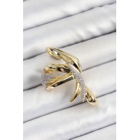Pirinç Zirkon Taşlı Sıkıştırma Sağ Kıkırdak Gold Renk Kadın Küpe TJ-BKP10756