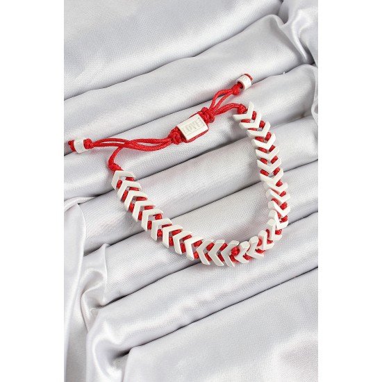 Pirinç Asansörlü Kırmızı Beyaz Juju Kadın Bileklik - TJ-BB7192