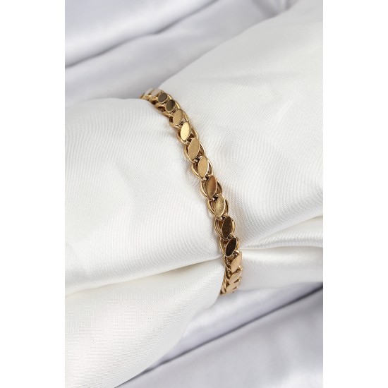 316L Çelik Arpa Model Gold Renk Kadın Bilekik - TJ-BB7193