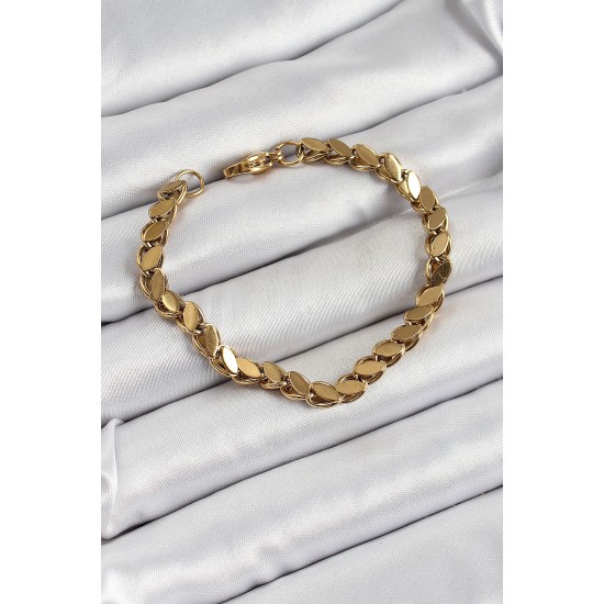 316L Çelik Arpa Model Gold Renk Kadın Bilekik - TJ-BB7193